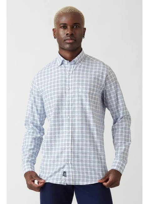 Bisse Men's Long Sleeve Pasha Collar Sports Shirt LACİ GM22Y221023_E39