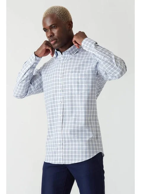 Bisse Men's Long Sleeve Pasha Collar Sports Shirt LACİ GM22Y221023_E39