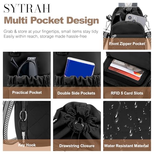 SYTRAH Water Bottle Carrier Bag with Strap, Water Bottle Purse with Phone Pocket 40oz, Insulated Crossbody Bags for Walking Hiking Black - Image 4