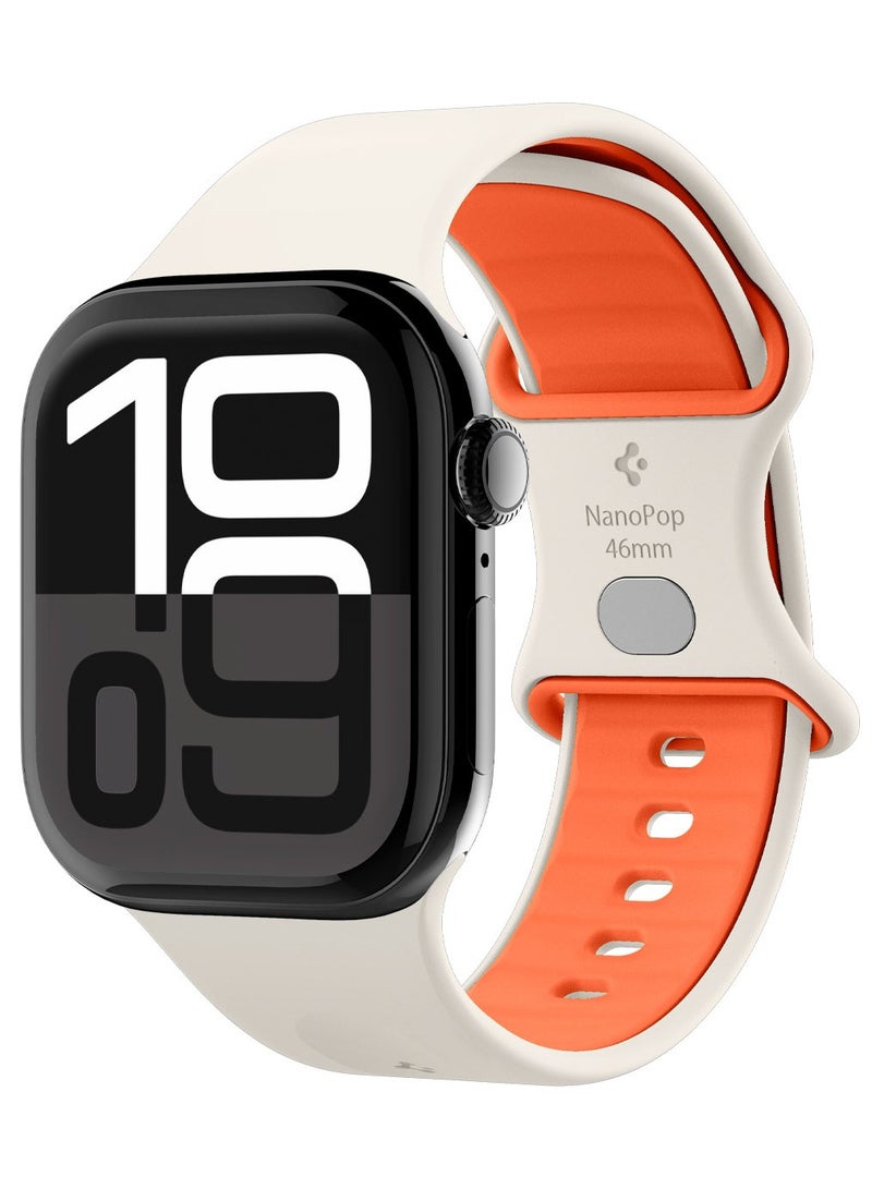 Spigen Nano Pop Apple Watch Band for Apple Watch Ultra 2/1 49mm, Series 10 46mm, 9/8/7 45mm, SE2/SE/6/5/4 44mm, 3/2/1 42mm Adjustable Loop Strap - Orange Beige