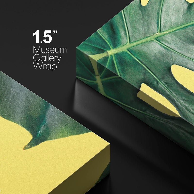 Wall26 Canvas Print Wall Art Large Green Monstera Leaf Yellow Background Nature Plants Digital Art Modern Art Tropical CloseUp Green and Yellow for Living Room, Bedroom, Office - 24x36 inches - Image 4