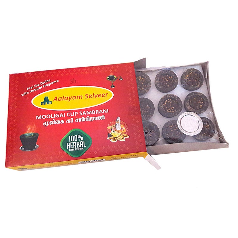 Aalayam Selveer Aalayam Selveer No Artificial Scents 100 Pure Natural Herbal Sambrani Dhoop Cup Mooligai Cup Sambrani Pack of 4 Boxes48 Cups  - Image 3
