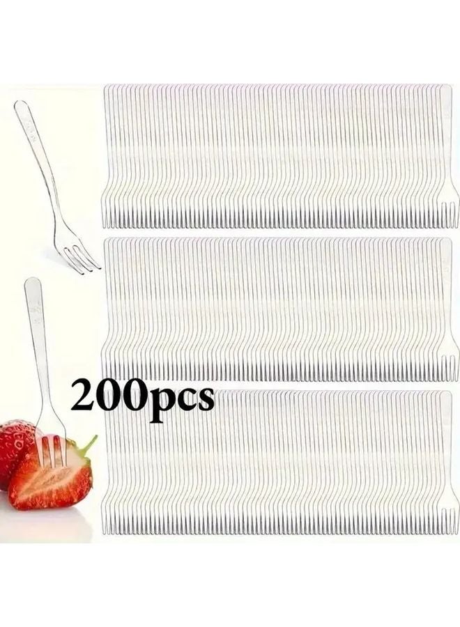 200pcs Mini Dessert Forks Elegant Cake Picks Durable Plastic Forks For Wedding Party Supplies - Image 1
