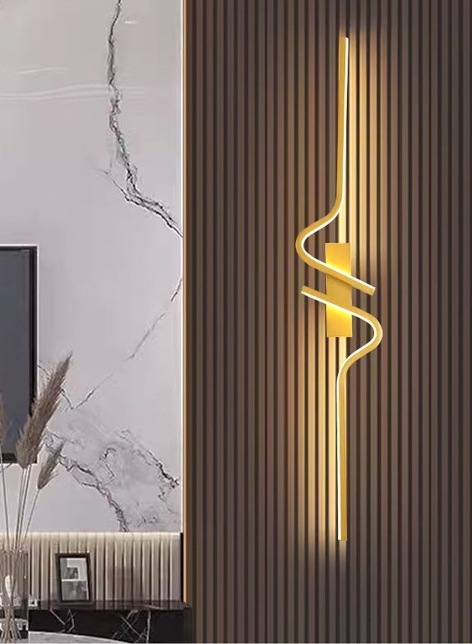 WALL LAMP, BRACKET LAMP (80CM, GOLD, LEFT SIDE, THREE COLOR TEMPERATURE ADJUSTABLE FROM 3000K TO 6000K) LED WALL LAMP, SIMPLE BEDROOM BEDSIDE WALL LAMP, LIVING ROOM TV SOFA HOME DECORATION BACKGROUND WALL LAMP
