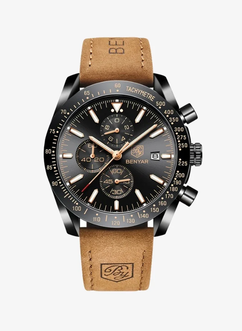 Benyar  BY BENYAR Watches Men Analog Chronograph Quartz Waterproof Backlit Date Business Watch Casual Designer Watches Elegant Gift for Men for Men | Best Price UAE