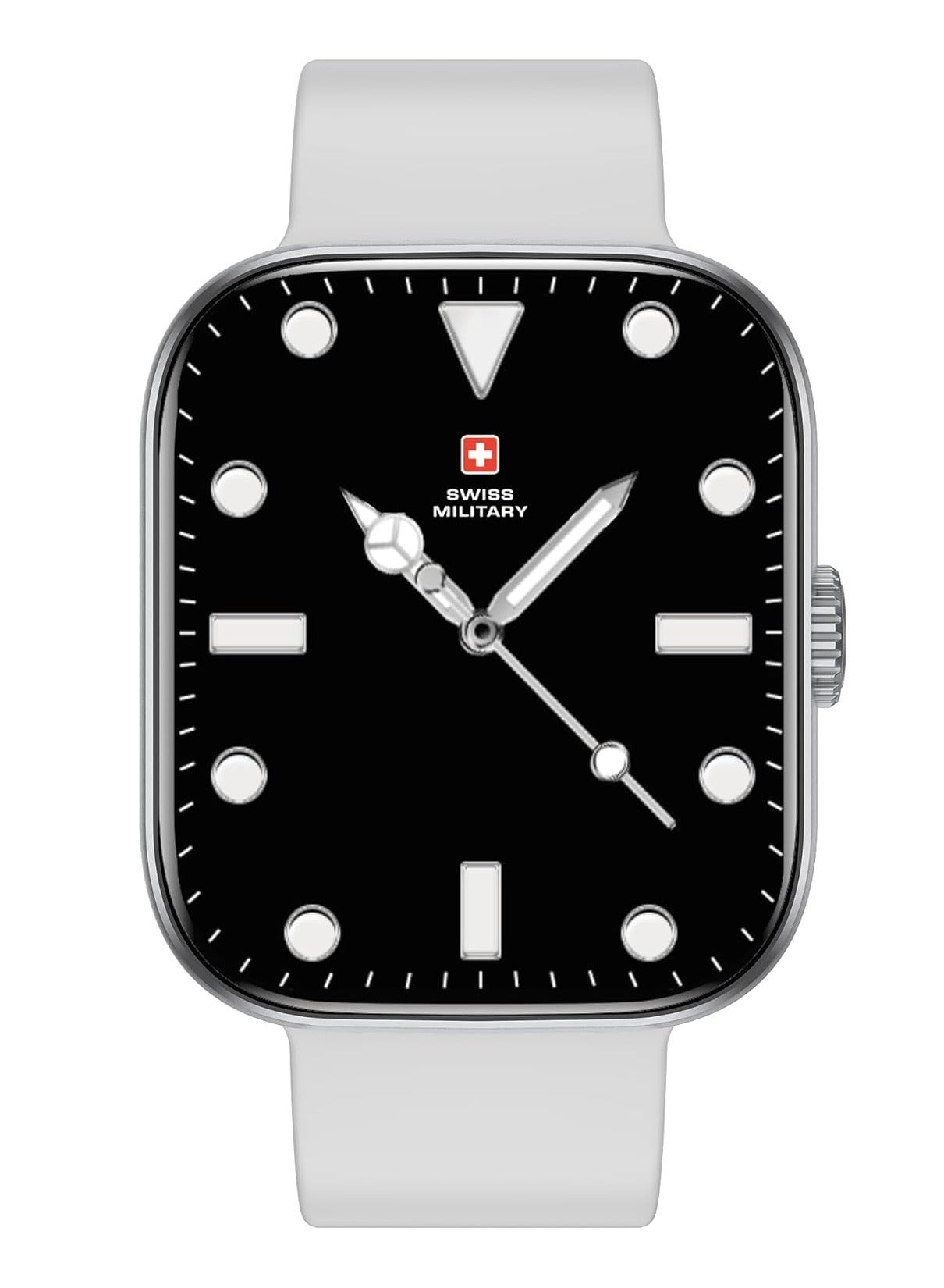 Swiss Military ALPS4 Smartwatch 1.75" AMOLED, Bluetooth Calling, Multi Language, Fitness Tracking, Wireless Charging, 7 Days Battery, IP67, iOS/Android Compatible, Silver Frame & Grey Silicon Strap