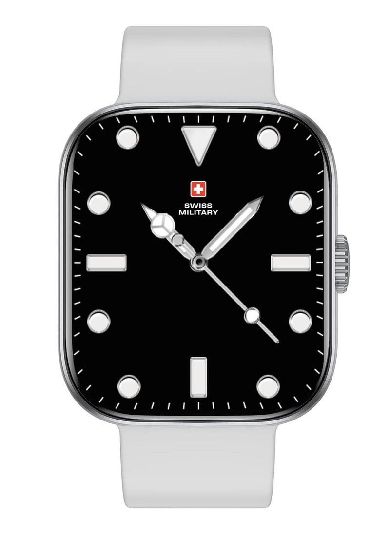 SWISS MILITARY - Swiss Military ALPS4 Smartwatch 1.75" AMOLED, Bluetooth Calling, Multi Language, Fitness Tracking, Wireless Charging, 7 Days Battery, IP67, iOS/Android Compatible, Silver Frame & Grey Silicon Strap - Image 1