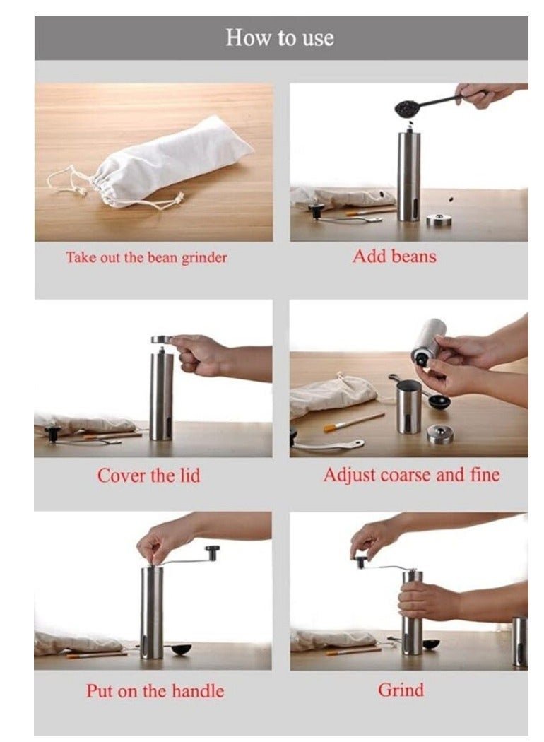 Portable Stainless Steel Hand Crank Coffee Machine Manual Ceramic Grinding Core Coffee Bean Grinder, Multi-position Adjustable Settings, Holiday Gift, Ideal for Camping - Image 4