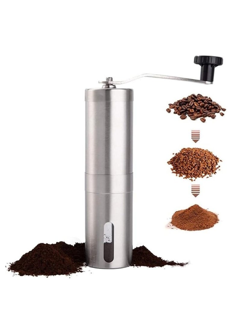 Portable Stainless Steel Hand Crank Coffee Machine Manual Ceramic Grinding Core Coffee Bean Grinder, Multi-position Adjustable Settings, Holiday Gift, Ideal for Camping - Image 1