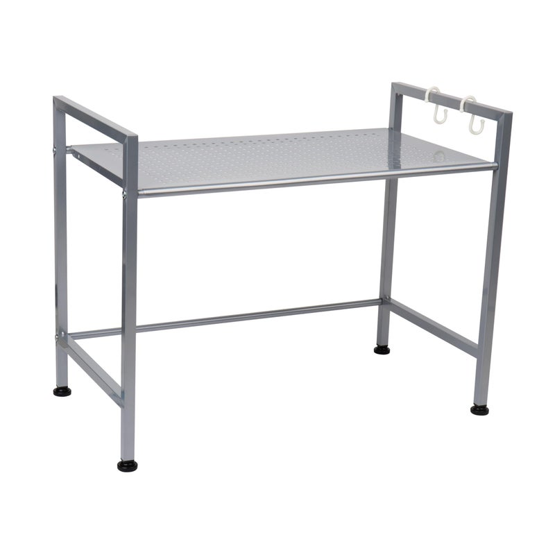 Mind Reader Kitchen Storage, Microwave Stand, Shelf Organizer, Rack Shelf, Metal, 23.75"L x 12.75"W x 18.75"H, Silver - Image 1