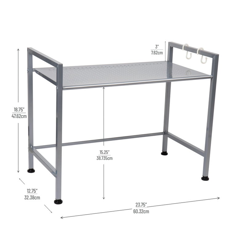Mind Reader Kitchen Storage, Microwave Stand, Shelf Organizer, Rack Shelf, Metal, 23.75"L x 12.75"W x 18.75"H, Silver - Image 3