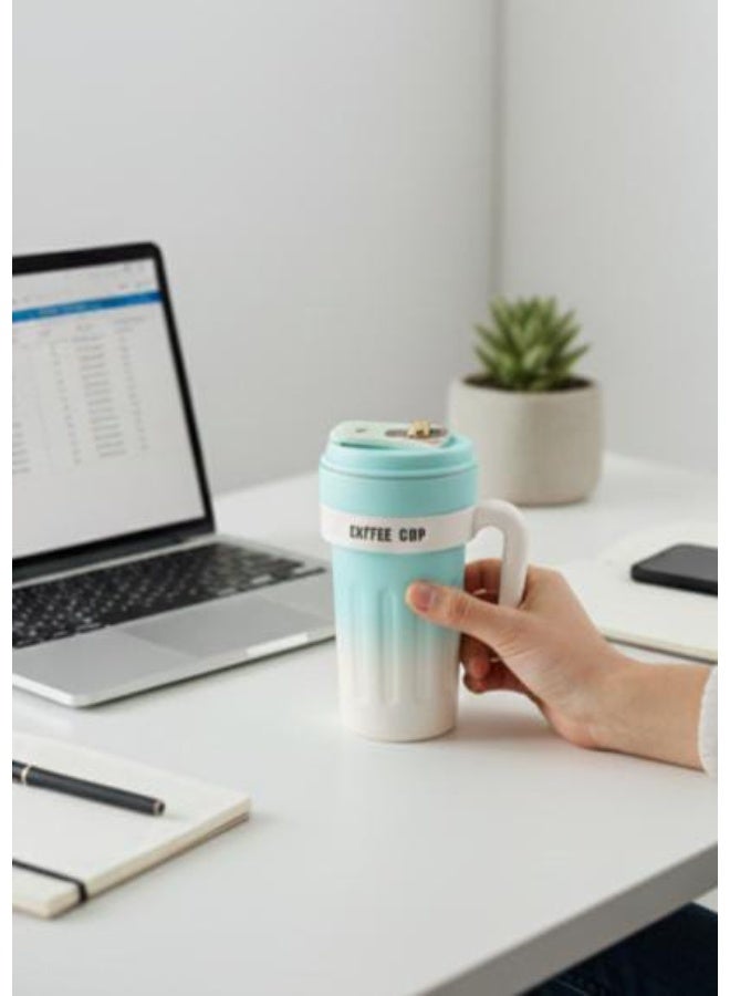 Spaceshoop 650ml Extra Large Gradient Thermal Coffee Mug Insulated Travel Tumbler with Comfort Handle in Blue color - Image 3