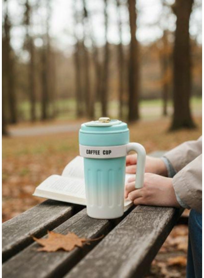Spaceshoop 650ml Extra Large Gradient Thermal Coffee Mug Insulated Travel Tumbler with Comfort Handle in Blue color - Image 2
