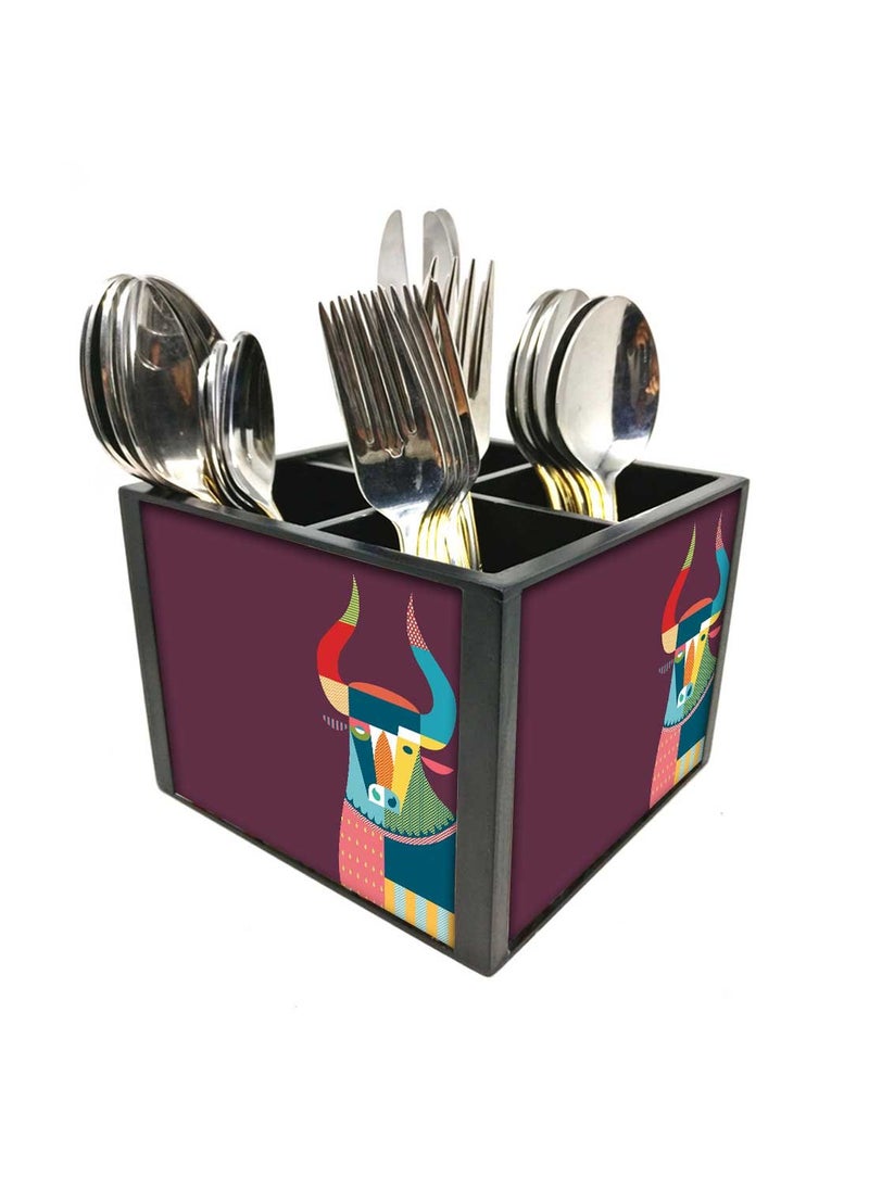 Nutcase Nutcase Designer Cutlery Stand Holder Silverware CaddySpoons Forks Knives Organizer for Dining Table kitchen W575 x H 425 x L55SPOONS NOT INCLUDED Taurus  - Image 1