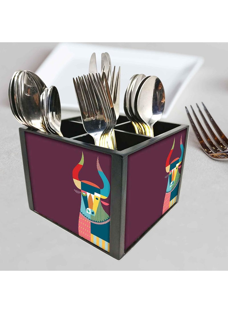 Nutcase Nutcase Designer Cutlery Stand Holder Silverware CaddySpoons Forks Knives Organizer for Dining Table kitchen W575 x H 425 x L55SPOONS NOT INCLUDED Taurus  - Image 2