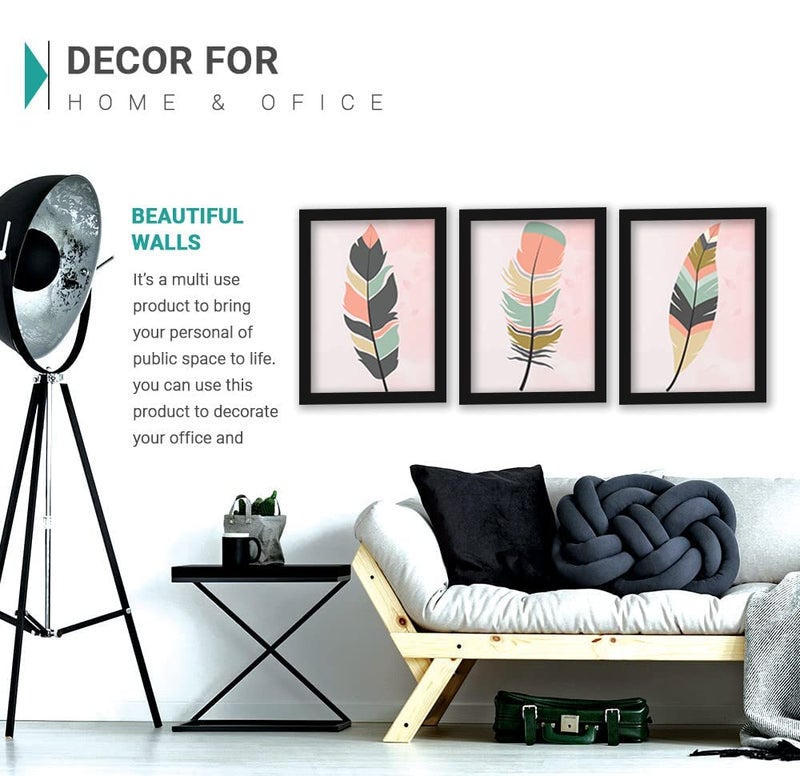 HEVEA Leaves Wall Decor Paintings for Home Office Living Room - Modern Art Wall Paintings with Frame/Posters With Frame (11 inch x 14 inch, Framed) Set of 3 - Image 4