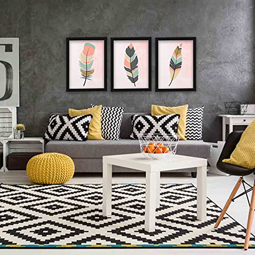 HEVEA Leaves Wall Decor Paintings for Home Office Living Room - Modern Art Wall Paintings with Frame/Posters With Frame (11 inch x 14 inch, Framed) Set of 3 - Image 3