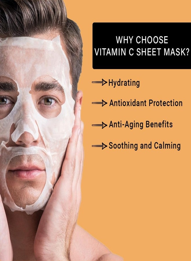 كود الرجل قناع الوجه الورقي بفيتامين سي من مانكود، 25 مل، يعزز إشراقة البشرة وينشطها ويقلل المسام ويمنحها نضارة يومية | قناع ورقي كوري | مجموعة أقنعة ورقية للجنسين، 25 مل، عبوة من 5 قطع - Image 3