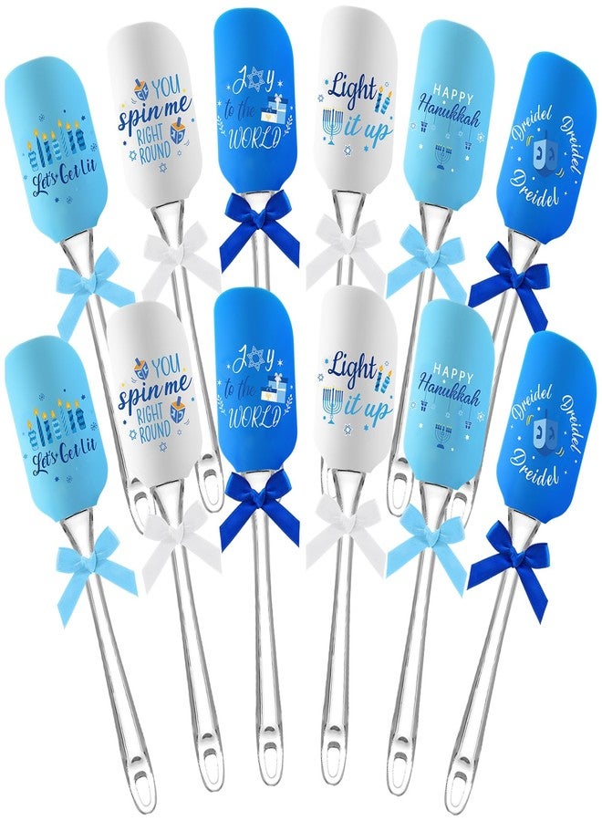 Skybooly 12 Pcs Hanukkah Silicone Spatula Set Hanukkah Decorating Pattern Spatula with Plastic Handle Kitchen Utensils Holiday Cute Pan Scraper for Cake Cooking Baking Mixing Stir Butter - Image 1