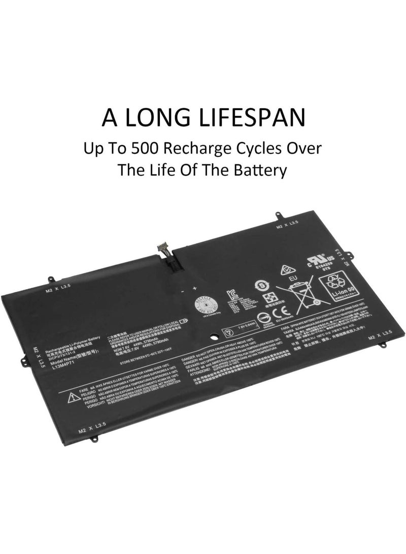 Terabyte بطارية 7.4 فولت، 5900 مللي أمبير / 44 واط ساعة L13M4P71. متوافقة مع سلسلة لابتوب لين.وفو يوغا 3 برو 1370 Pro-1370-80HE Pro-5Y71 Pro-I5Y51 Pro-I5Y70 Pro-I5Y71 - Image 2