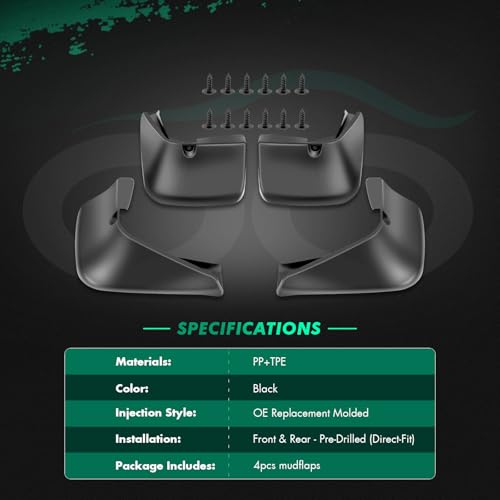 SCITOO Set of 4PCS Universal mud Flaps for 2002-2005 for Toyota Corolla Front & Rear mud Flaps Splash Guard Set - Image 2