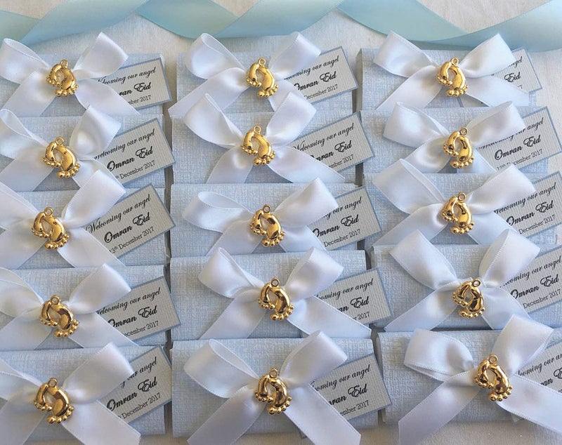 NUORUI Silver Tone Foot Print Charms Baby Feet Pendants for Wedding Baby Shower Party Decorated Chocolate Favors (Silver Foot Print) - Image 1