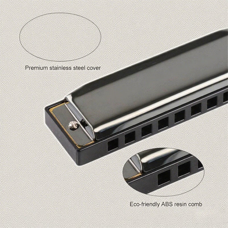 Diatonic Harmonica Key Of C: 10 Holes 20 Tones, Rich Smooth Tone - Premium ABS Resin Comb, Stainless Steel Cover, Pocket Size for Beginners Kids Students Adults Professional Players - Image 3