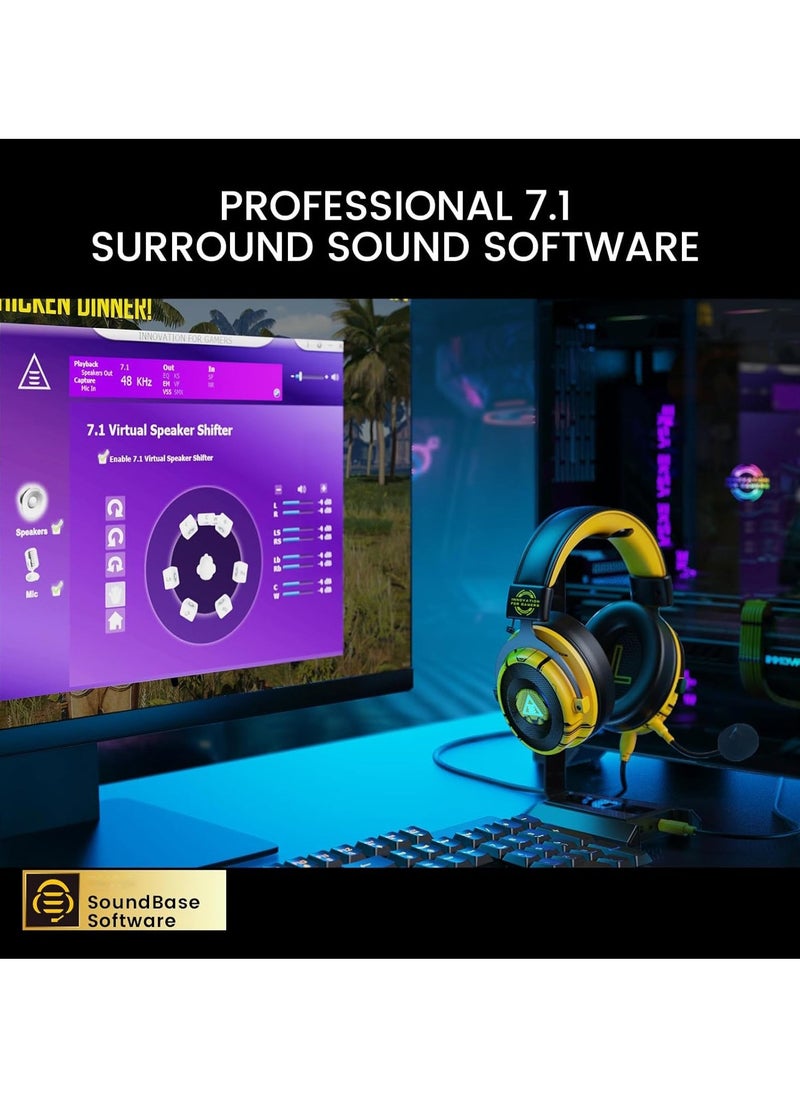 general Gaming Headset for PC PS5 PS4, Stereo Wired Noise Cancelling Over-Ear Headphones with Mic, Wired Headphones, 7.1 Surround Sound, USB  3.5mm Cable, LED Light, USB Gaming Headphones for Xbox Laptop - Image 3