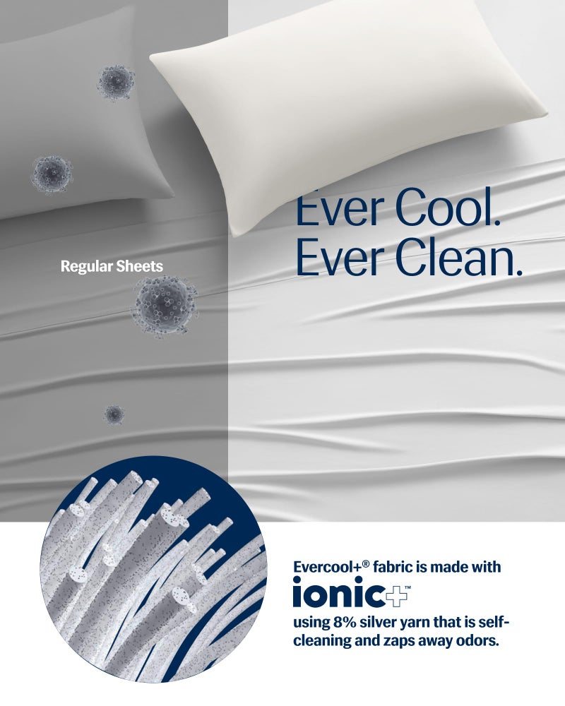 REST Evercool+ Starter Sheet Set  King  White  Breathable Bed Sheets for Hot Sleeper and Night Sweats  with Pillowcases  with Ionic+ Self-Cleaning Silver Yarn for Sensitive Skin  3PCS No Flat Sheet - Image 4