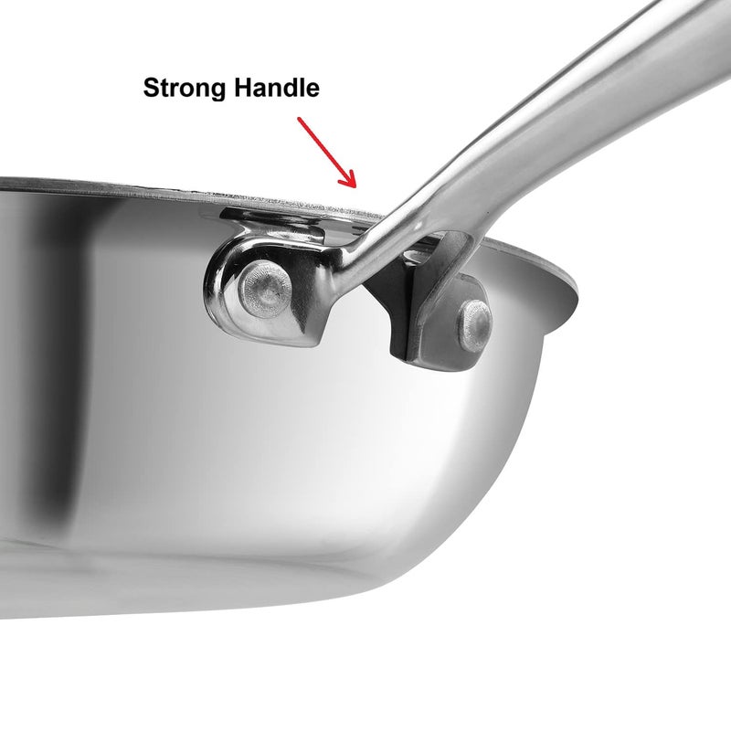 Prabha Tri-Ply Stainless Steel Hexa Cube Fry Pan, Non Stick Coating, Food-Grade Steel, 26cm, 2L, Compatible with Induction & Gas Stove, 2 Year Manufacturer Warranty - Image 2