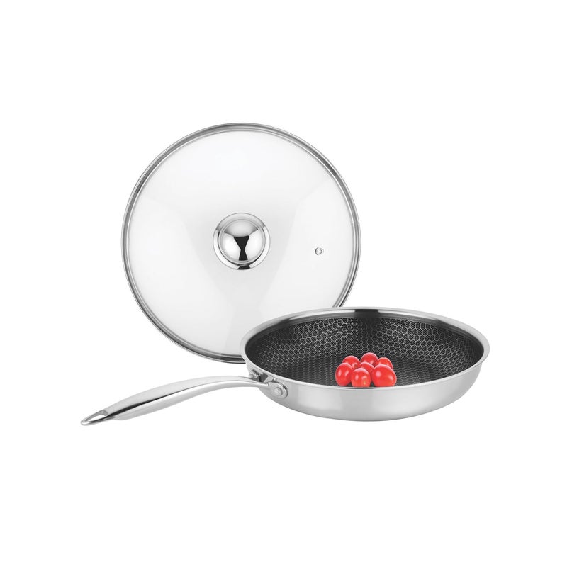 Prabha Tri-Ply Stainless Steel Hexa Cube Fry Pan, Non Stick Coating, Food-Grade Steel, 26cm, 2L, Compatible with Induction & Gas Stove, 2 Year Manufacturer Warranty - Image 1
