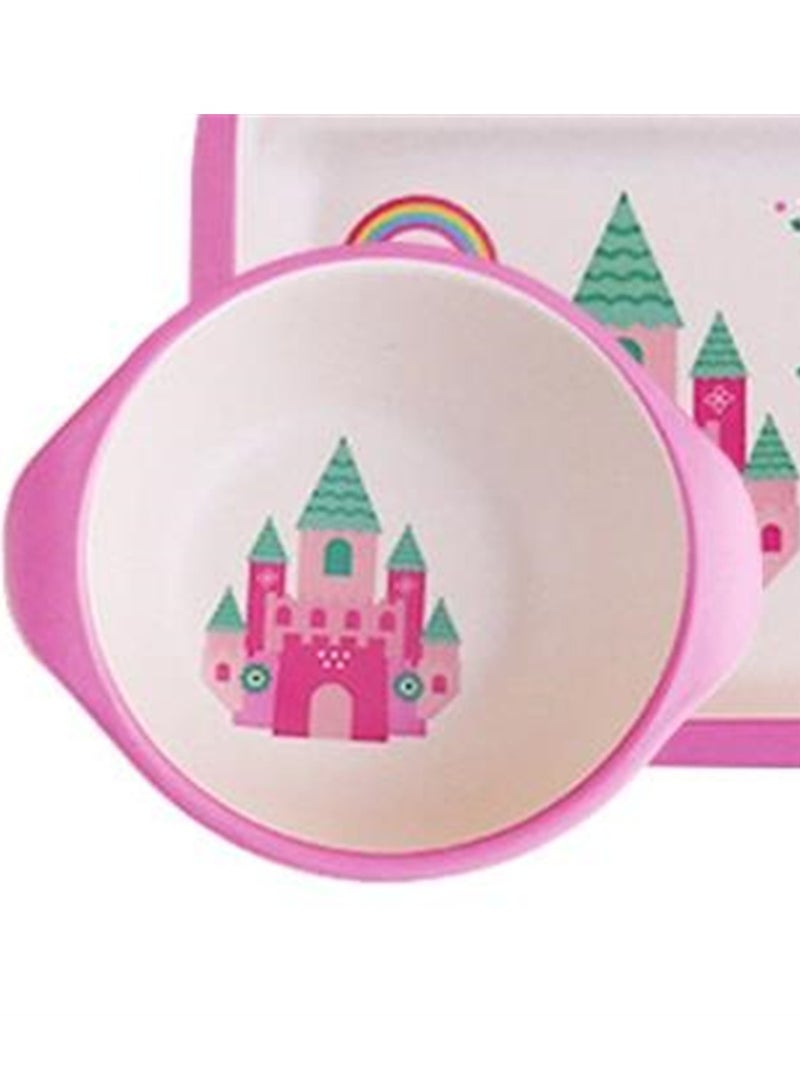 Tableware set bamboo fiber divided plate cute baby baby eating cartoon bowl divided food supplement tableware - Image 2