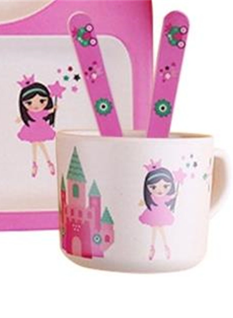 Tableware set bamboo fiber divided plate cute baby baby eating cartoon bowl divided food supplement tableware - Image 3