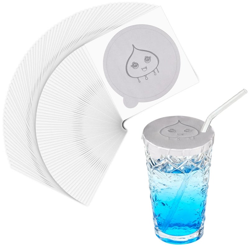 ziHenryDa Drink Protective Cap 50 Pack, drink covers for alcohol protection, Keeps Unwanted Items From Getting Into Drink Cups, Fits Most Cup Sizes (water droplets, 50) - Image 1
