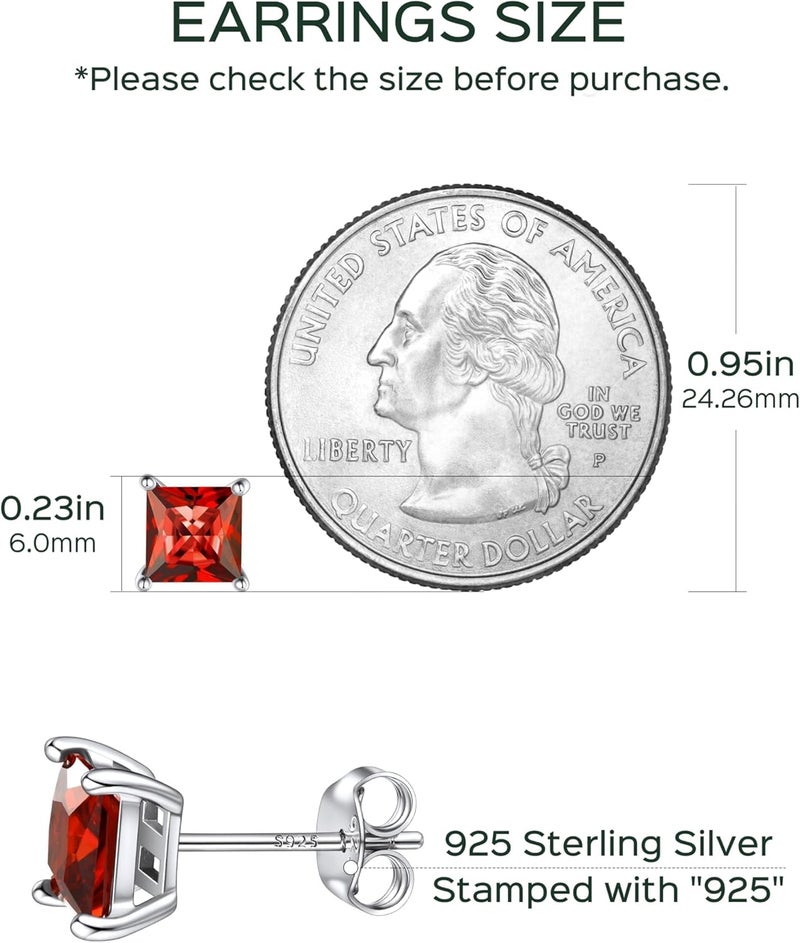 ChicSilver 925 Sterling Silver Earrings Sparkling Heart/Round/Princess Cut Birthstone Earrings for Women Birthday Jewelry with Gift Box - Image 4