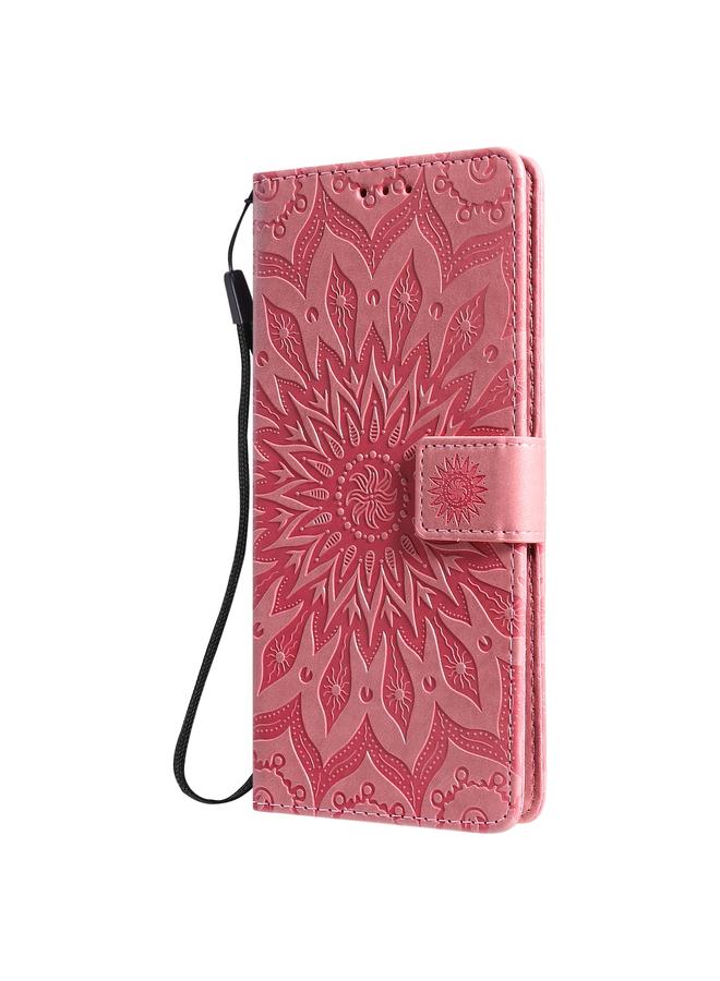 اس-توب جراب لهاتف OnePlus Nord N100، جراب جلدي أفقي قابل للطي بنقشة شمس، مع فتحة بطاقة وحامل ومحفظة وحبل تعليق - Image 2