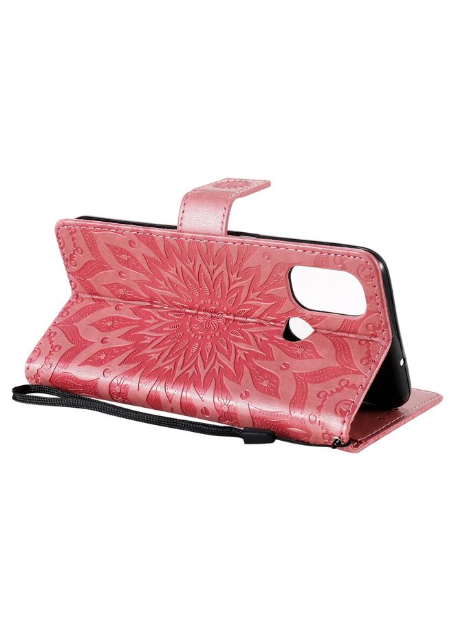 اس-توب جراب لهاتف OnePlus Nord N100، جراب جلدي أفقي قابل للطي بنقشة شمس، مع فتحة بطاقة وحامل ومحفظة وحبل تعليق - Image 5