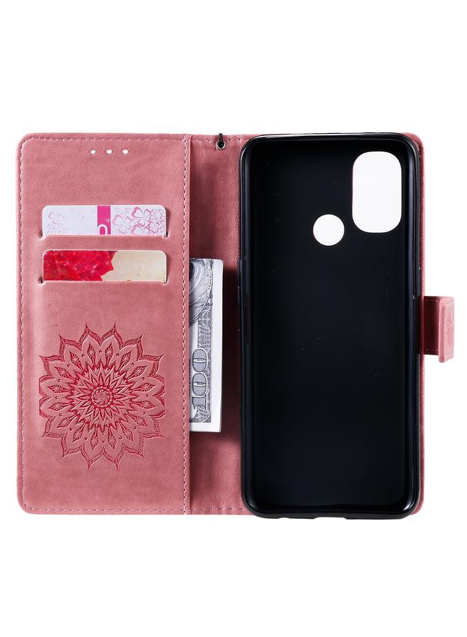 اس-توب جراب لهاتف OnePlus Nord N100، جراب جلدي أفقي قابل للطي بنقشة شمس، مع فتحة بطاقة وحامل ومحفظة وحبل تعليق - Image 4