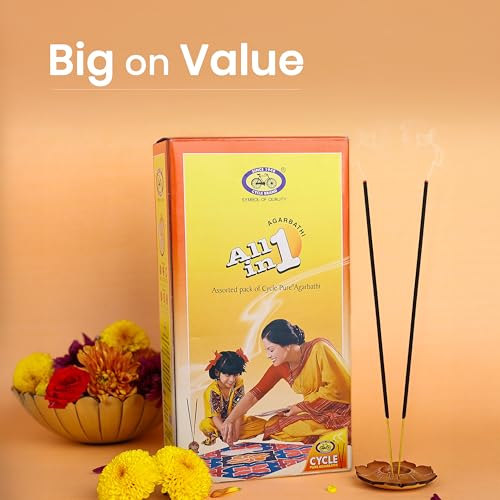 Cycle Pure All in One Assorted Incense Sticks || 8 Assorted Agarbathi Packets || in a Pack of 2 Boxes (173 Nos per Pack) / Floral, Woody, Masala, Fruity, Natural Fragrance - Image 3