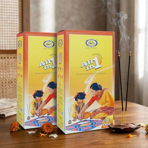 Cycle Pure All in One Assorted Incense Sticks || 8 Assorted Agarbathi Packets || in a Pack of 2 Boxes (173 Nos per Pack) / Floral, Woody, Masala, Fruity, Natural Fragrance - Image 1