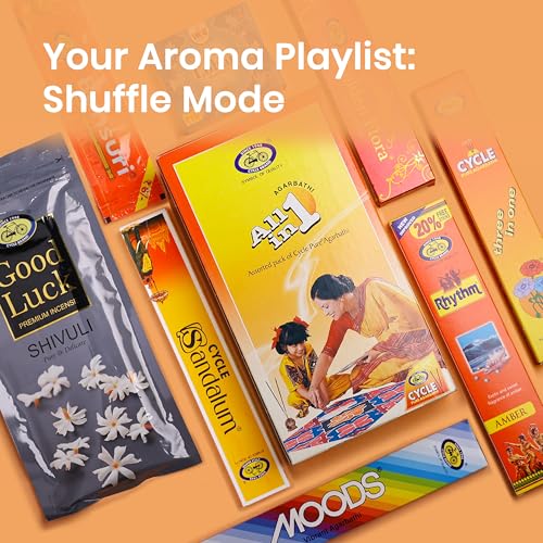 Cycle Pure All in One Assorted Incense Sticks || 8 Assorted Agarbathi Packets || in a Pack of 2 Boxes (173 Nos per Pack) / Floral, Woody, Masala, Fruity, Natural Fragrance - Image 2