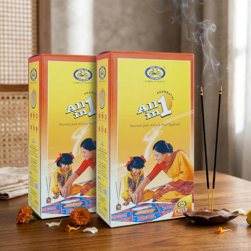 Cycle Pure All in One Assorted Incense Sticks || 8 Assorted Agarbathi Packets || in a Pack of 2 Boxes (173 Nos per Pack) / Floral, Woody, Masala, Fruity, Natural Fragrance - Image 5