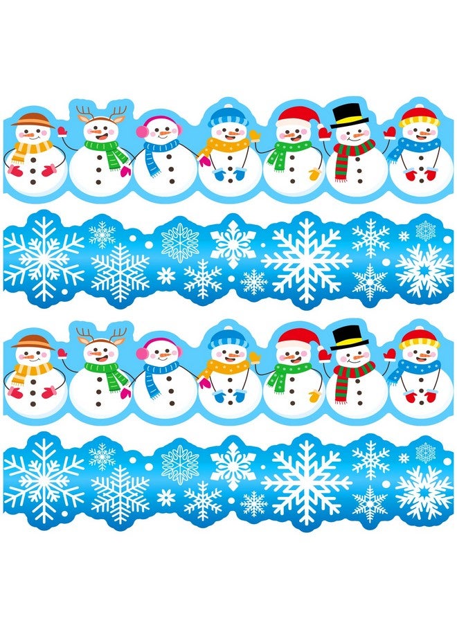 Omlisca Winter Bulletin Board 78.7Ft Cutout Classroom Decor Snowflake Bulletin Border Christmas Holiday Snowman Trim Border Self-Adhesive Label Sticker For School Chalkboard Decorations Office Home Supplies - Image 1