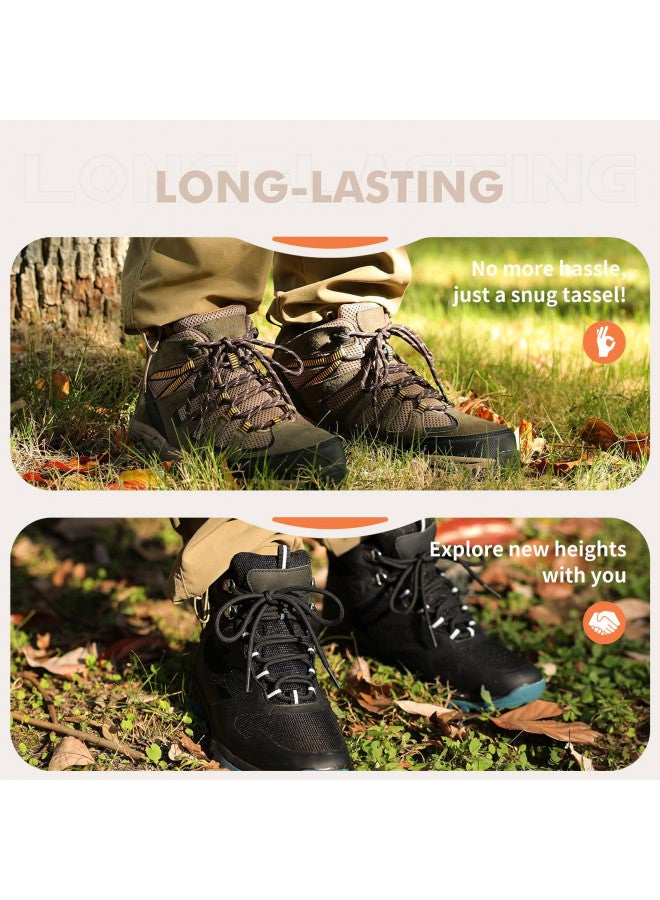 Stepace Round Shoelaces [2 Pairs] Heavy Duty Boot Shoe Laces for Hiking Work Boots Coffee Khaki-140(Dots) - Image 2