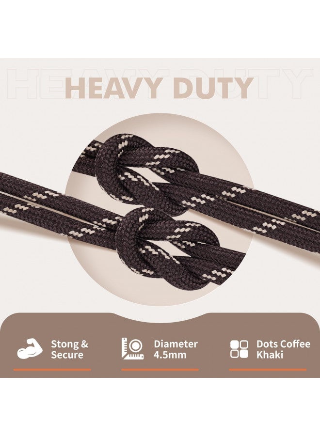 Stepace Round Shoelaces [2 Pairs] Heavy Duty Boot Shoe Laces for Hiking Work Boots Coffee Khaki-140(Dots) - Image 1