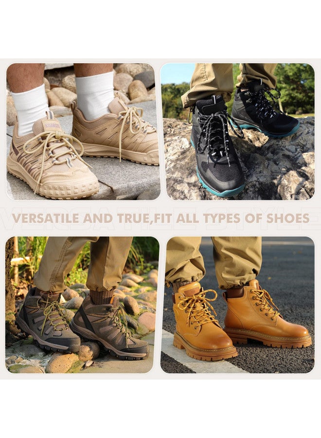 Stepace Round Shoelaces [2 Pairs] Heavy Duty Boot Shoe Laces for Hiking Work Boots Coffee Khaki-140(Dots) - Image 4