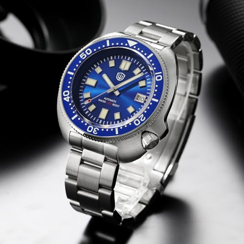 watchdives Automatic Diver Watches for Men, NH35 Movement 6105 Wristwatch 200M Sapphire Crystal Mens Watch Super Luminous 316L Stainless Steel Watch (Blue) - Image 4