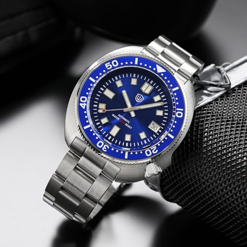 watchdives Automatic Diver Watches for Men, NH35 Movement 6105 Wristwatch 200M Sapphire Crystal Mens Watch Super Luminous 316L Stainless Steel Watch (Blue) - Image 3