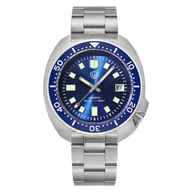 watchdives Automatic Diver Watches for Men, NH35 Movement 6105 Wristwatch 200M Sapphire Crystal Mens Watch Super Luminous 316L Stainless Steel Watch (Blue) - Image 5