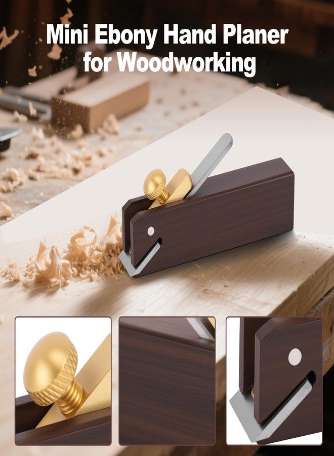 ZJchao Mini Wood Planer, 3 inch Wood Hand Planer Ebony Woodworking Plane for Planing Smoothing Flat Bottom Trimming Perfect for Carpenter DIY Cutting Tool for Woodworking - Image 2